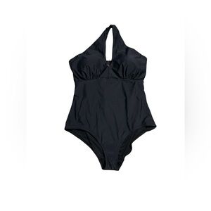 LYSA Swim One-Piece Swimsuit – Black, Size 2X – Halter Style with Back Support